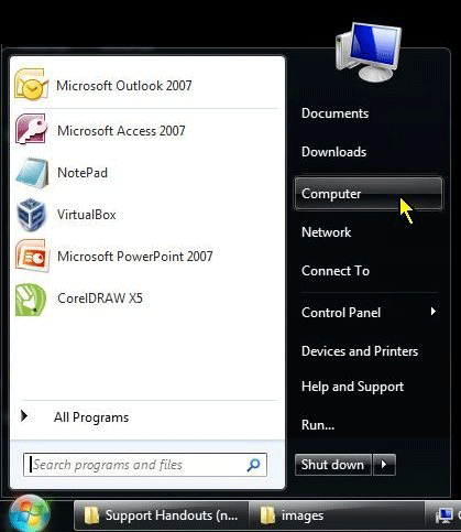Windows 7 Start Menu, Computer